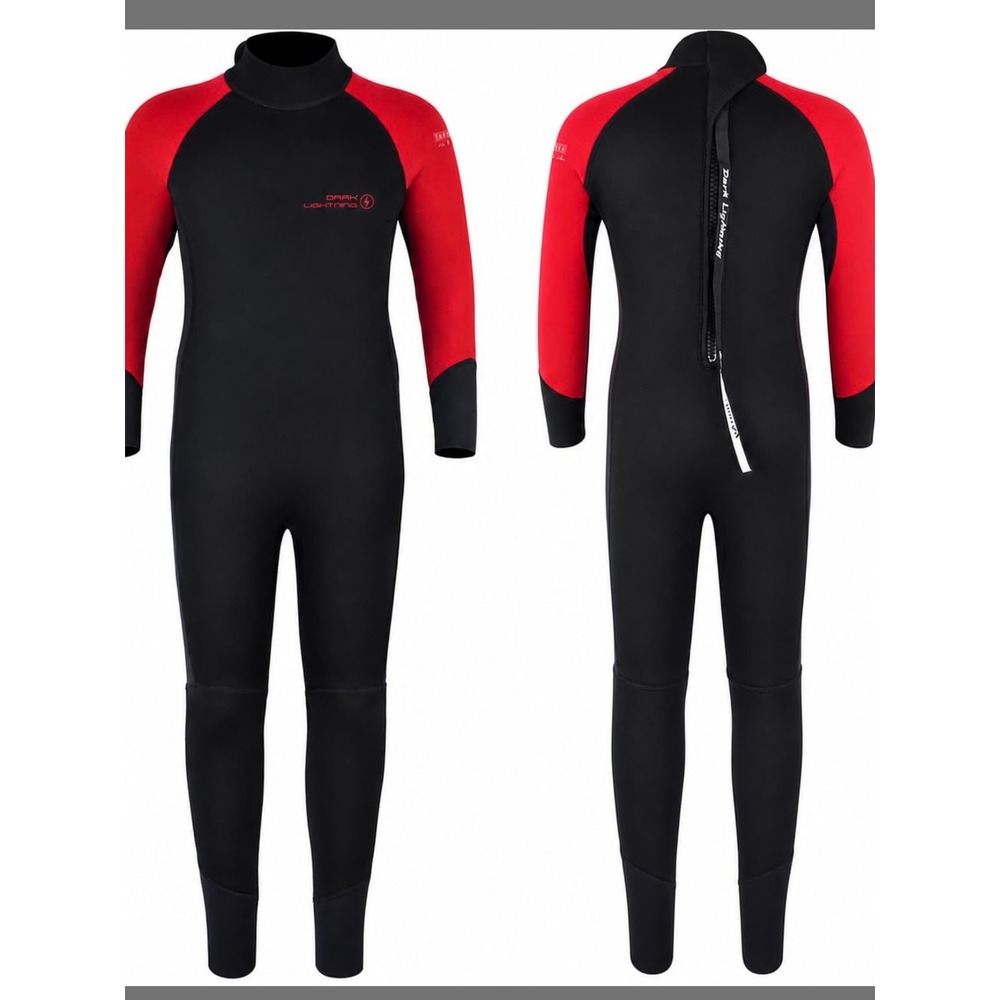 Dark Lightning Wetsuit Kids XS Black Red Excellent 3/2mm Neoprene Full Length
